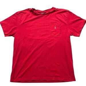 Polo Ralph Lauren Red Pocket Tee Crew Neck Men's Large Silver Embroidered Pony